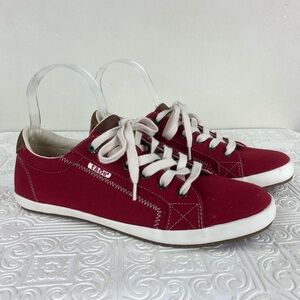 Taos Women’s Dark Red Starburst Canvas Lace Up Sneakers Casual Low Top Shoes 10